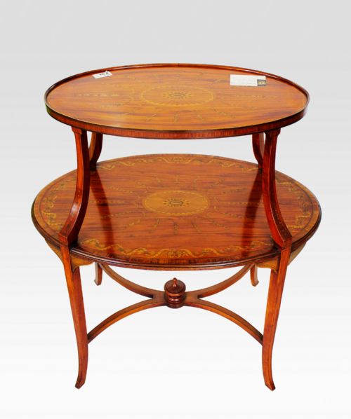 Edwardian Satinwood Inlaid Etagere / Two Tier Occasional Table