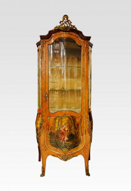 Kingwood & Vernis Martin Vitrine Cabinet of Bombe Serpentine Form