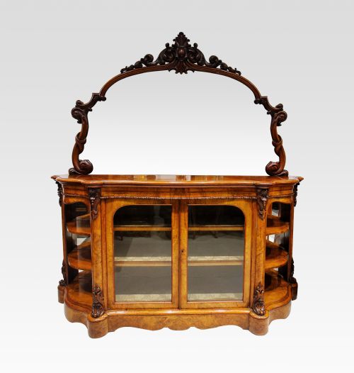 A Victorian Burr Walnut Mirror Back Credenza / Sideboard