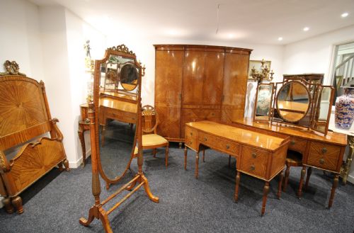 A Superb Quality Satinwood & Giltwood Bedroom Suite