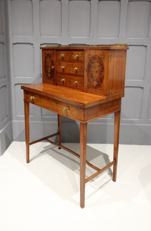 A Satinwood & Marquetry Inlaid Bonheur Du Jour / Desk by Druce & Co