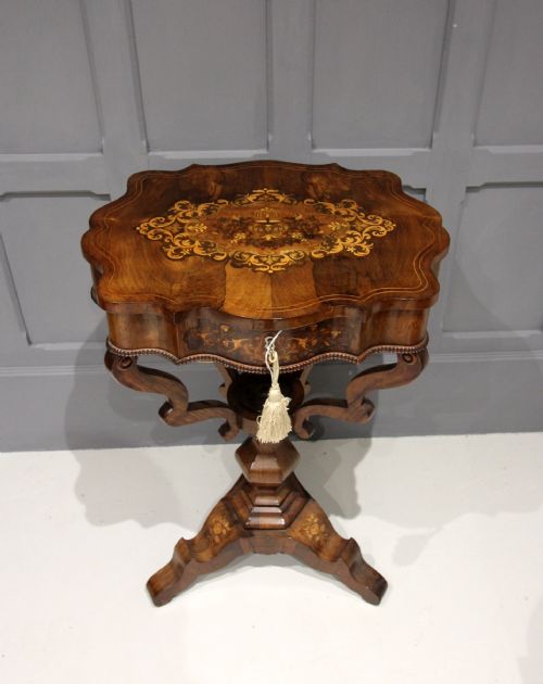 A Rosewood & Marquetry Inlaid Works Table