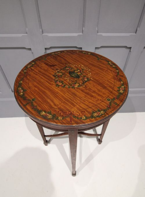 Edwardian Satinwood Painted Side Table