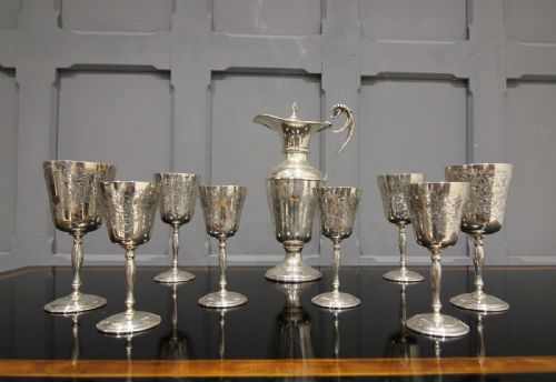 Silver Wine Ewer and Goblet Set