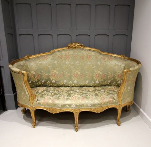 19th Century Carved Giltwood Parlour Settee / Chaise