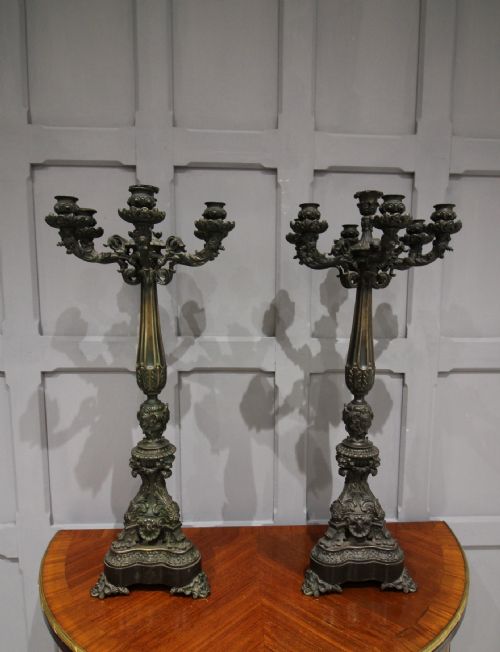 A Pair of Bronze Candelabras in the Baroque Style