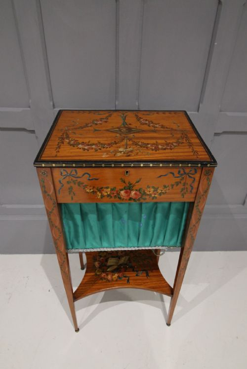 19th Century Satinwood Painted Work Table