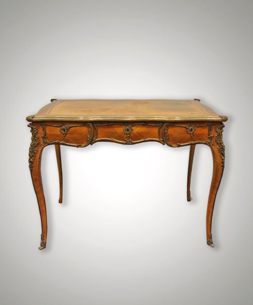 French Kingwood & Ormolu Mounted Bureau Plat / Writing Desk