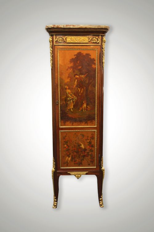 French Marble Top Vernis Martin Cabinet