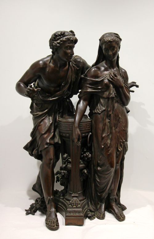 A Fine Quality Large French Bronze Figure of Lady & Man in the Manner of Mathurin Moreau