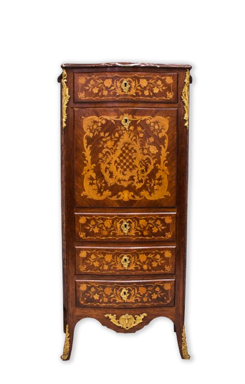 19th Century Marquetry Inlaid Secretaire a Abattant