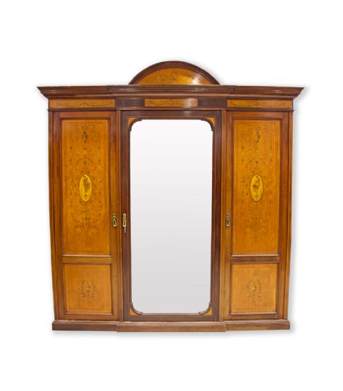 A Mahogany & Satinwood Inlaid 3 Door Wardrobe