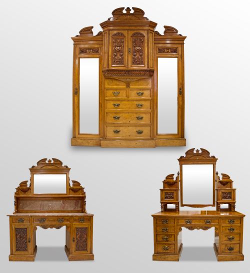 Stunning Burr Walnut 3 Piece Bedroom Suite by Barber & Son