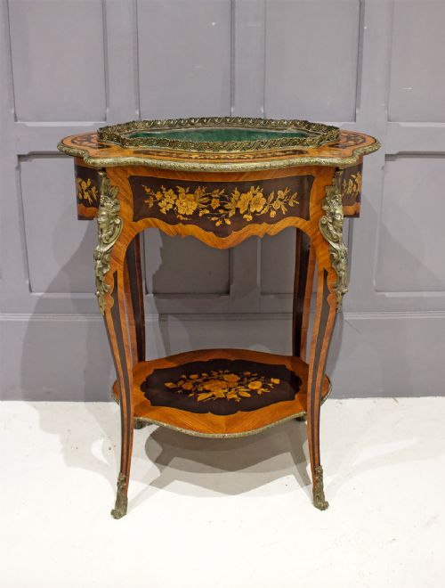 VICTORIAN KINGWOOD MARQUETRY INLAID JARDINIERE PLANTER - ADDITIONAL PHOTO 1