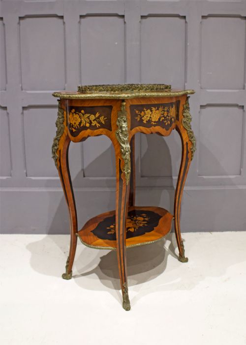 VICTORIAN KINGWOOD MARQUETRY INLAID JARDINIERE PLANTER - ADDITIONAL PHOTO 3