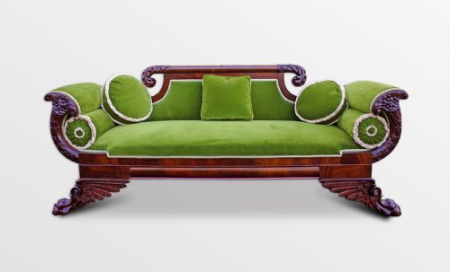 19th Century Empire Style Mahogany Sofa / Settee