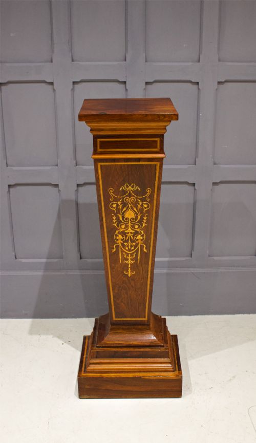 Rosewood & Marquetry Inlaid Pedestal Stand