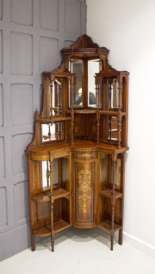 A Beautiful Rosewood Inlaid Corner Cabinet