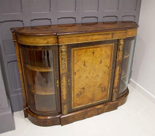 19th Century Walnut & Marquetry Inlaid Credenza with Ormolu Mounts