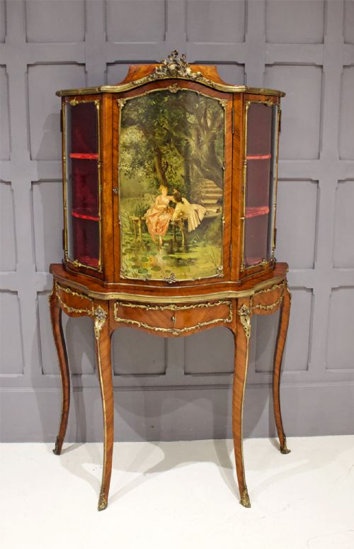 Stunning French Kingwood & Vernis Martin Painted Cabinet on Stand