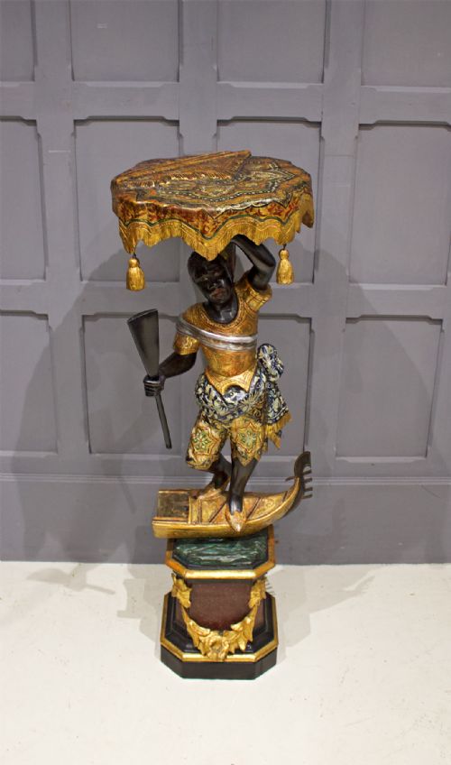 19th Century Venetian Polychrome-painted Blackamoor Occasional Table