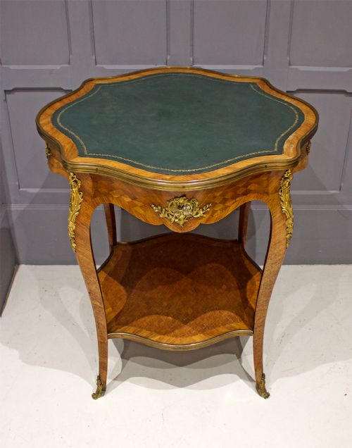 19th Century French Ormolu Mounted Side Table with Leather Top