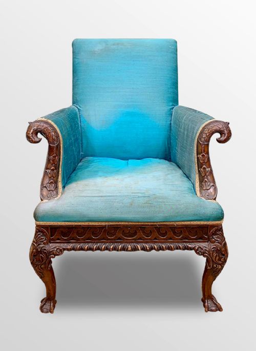 A Beautiful Georgian Style Carved Mahogany Armchair