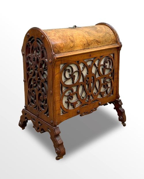 Victorian Burr Walnut Dome Top Canterbury