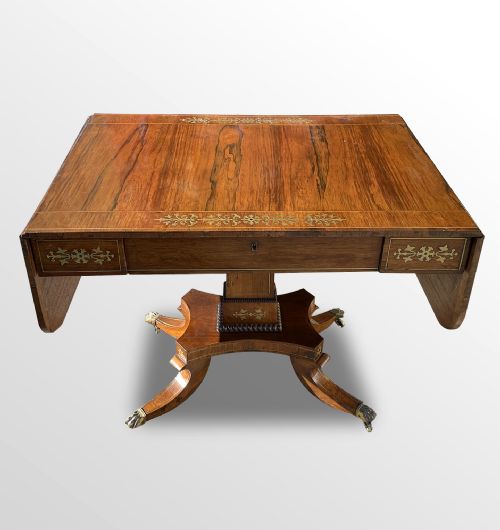 Regency Rosewood & Brass Inlaid Sofa Table