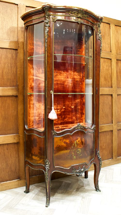 fig 4. 19TH CENTURY MARBLE TOP FRENCH VITRINE CABINET IN THE MANNER OF FRANCOIS LINKE