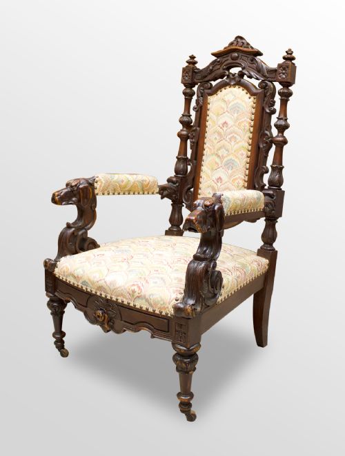 19th Century Carved Walnut Armchair