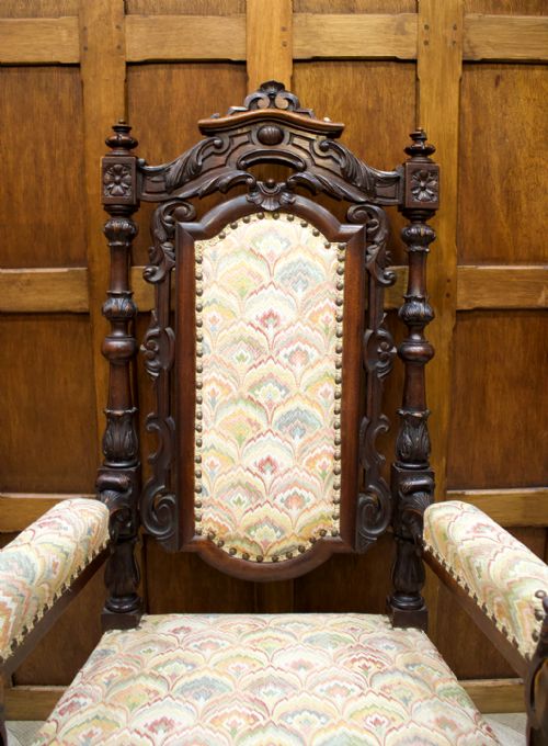fig 3. 19TH CENTURY CARVED WALNUT ARMCHAIR