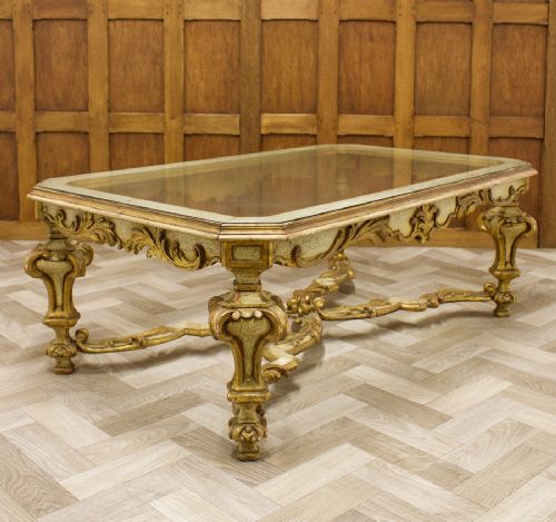 Carved Gilt Painted Italian Coffee Table