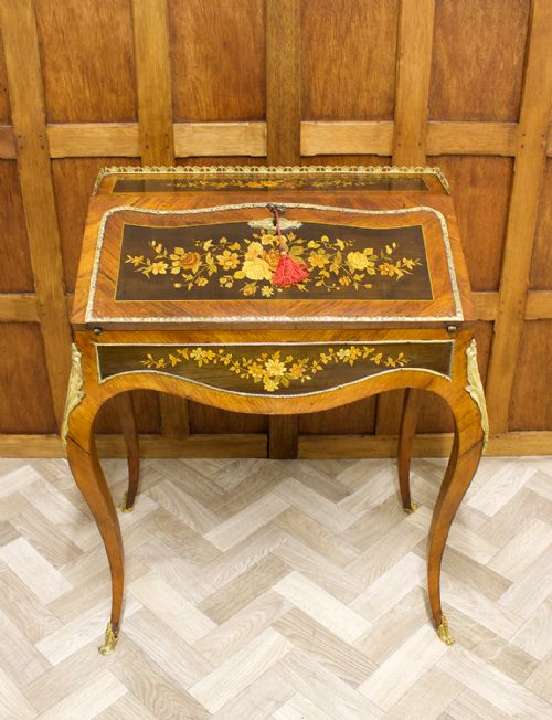 fig 1. French Kingwood & Ebonised Marquetry Inlaid Writing Bureau