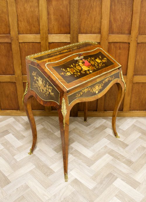fig 3. French Kingwood & Ebonised Marquetry Inlaid Writing Bureau