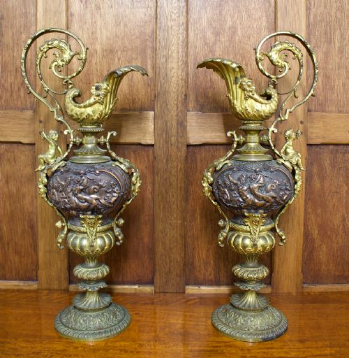 fig 2. French Pair Of Gilt Metal & Bronze Ewers