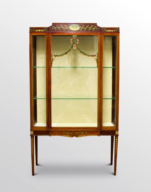 Edwardian Mahogany Painted Display Cabinet
