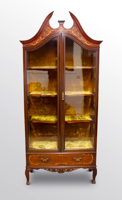 Edwardian Two Door Mahogany Inlaid Display Cabinet