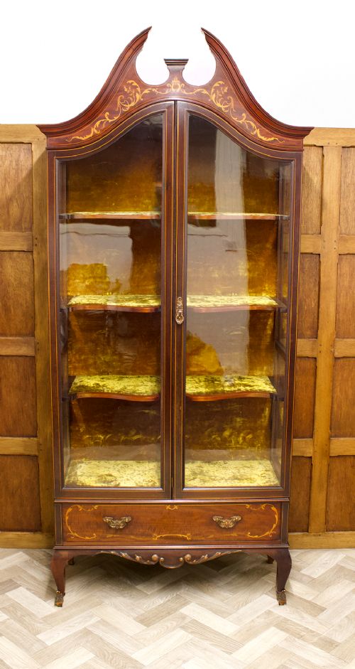 fig 1. Edwardian Two Door Mahogany Inlaid Display Cabinet