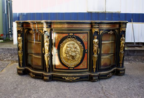 fig 1. Quality 19th Century French Boulle & Ormolu Mounted Credenza / Sideboard