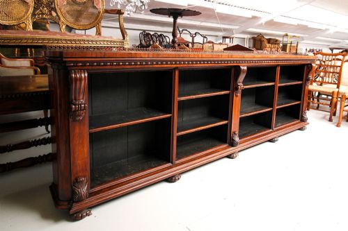 Rare Large Country House Rosewood Antique Open Bookcase - Possibly by Gillows