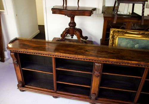 fig 1. Rare Large Country House Rosewood Antique Open Bookcase - Possibly by Gillows