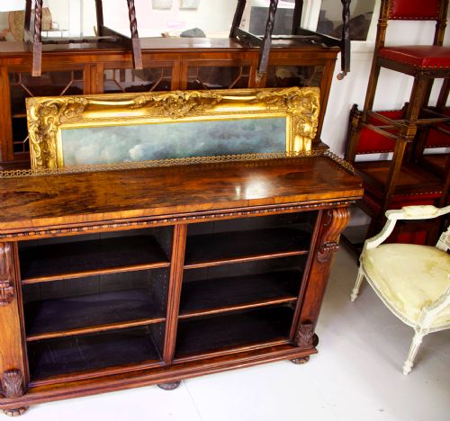 fig 2. Rare Large Country House Rosewood Antique Open Bookcase - Possibly by Gillows