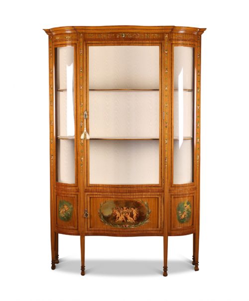 Edwardian Satinwood Painted Display Cabinet