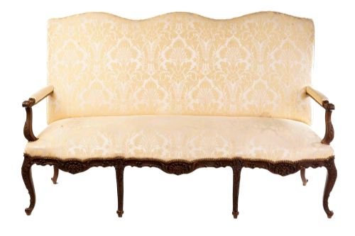 fig 1. Antique French Carved Oak Salon Suite - Settee & Two Chairs