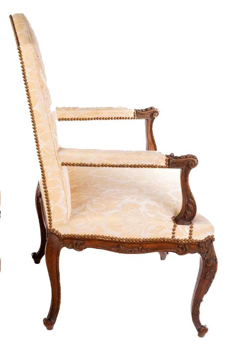 fig 3. Antique French Carved Oak Salon Suite - Settee & Two Chairs