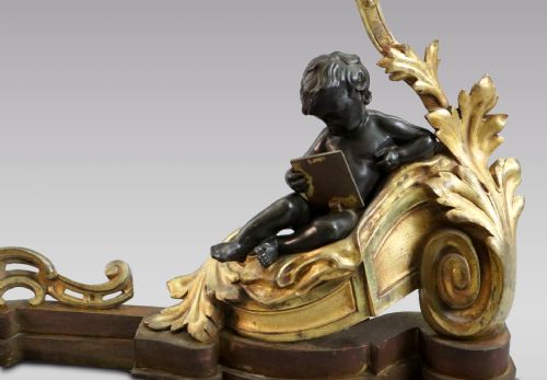 fig 1. 19th Century French Gilt Bronze and Ormolu Fire Fender With Bronze Putti End Supports