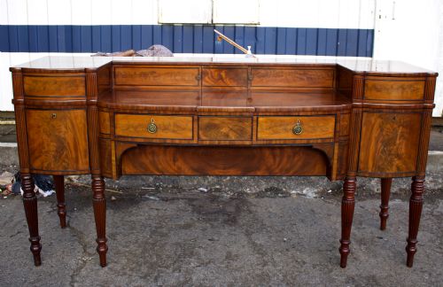 fig 1. Early Victorian Flamed Mahogany Country House Sideboard in manner of Gillows