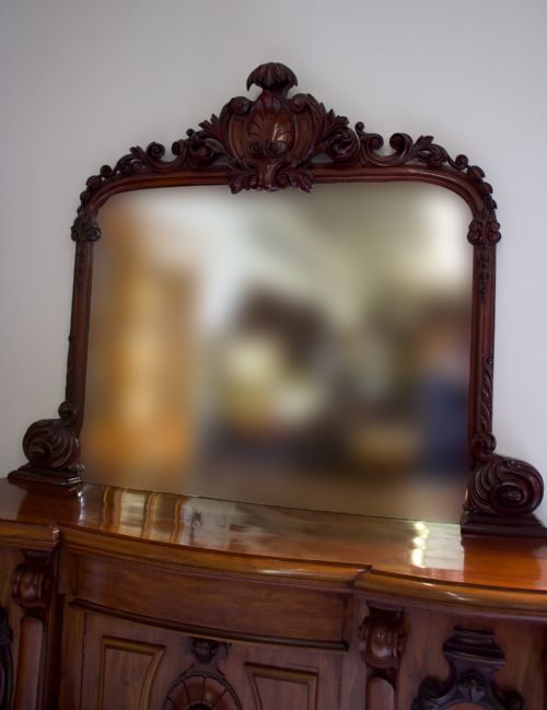fig 3. Large Antique Victorian Ornate Carved Mahogany Mirror Back Sideboard