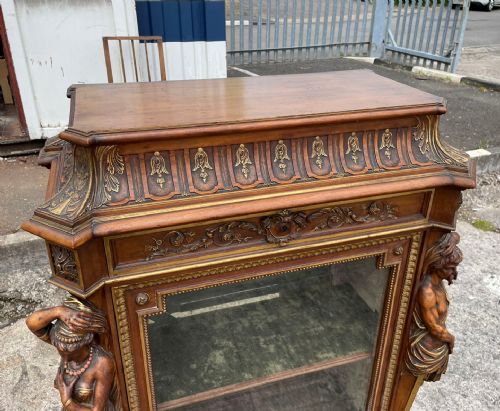 fig 5. Rare Stunning Pair Of 19th Century Carved Walnut & Gilt Side Cabinets